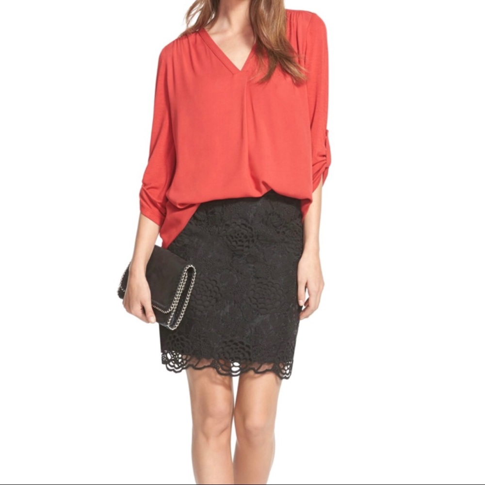 Halogen Floral Lace Pencil Skirt